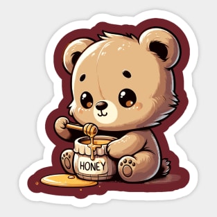 Bear Holds Honey Jar Sticker